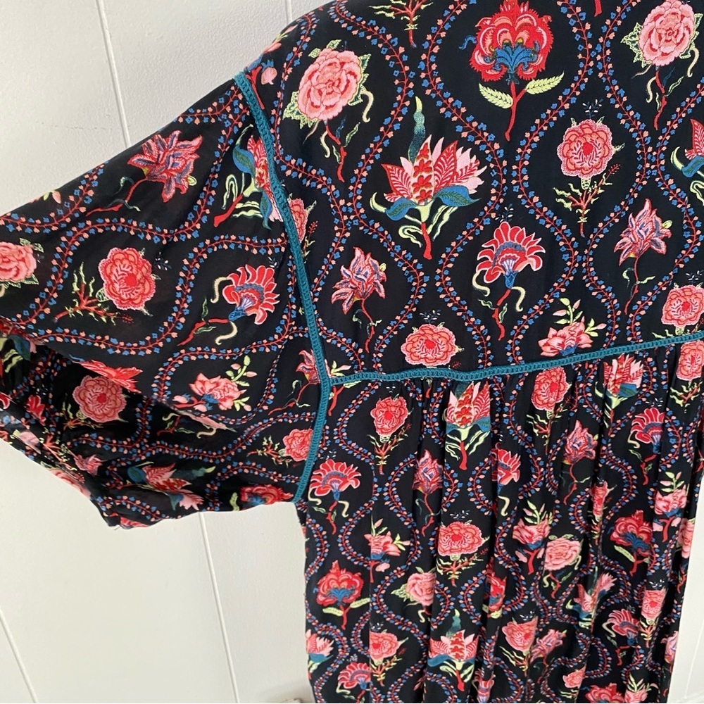 World Market Women’s Dress Floral Cottage Bohemian Short Sleeve Sz S/M Pockets - Picture 9 of 15